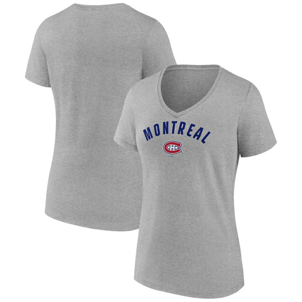 NHL Montreal Canadiens Fanatics Women's V-Neck T-Shirt - Gray