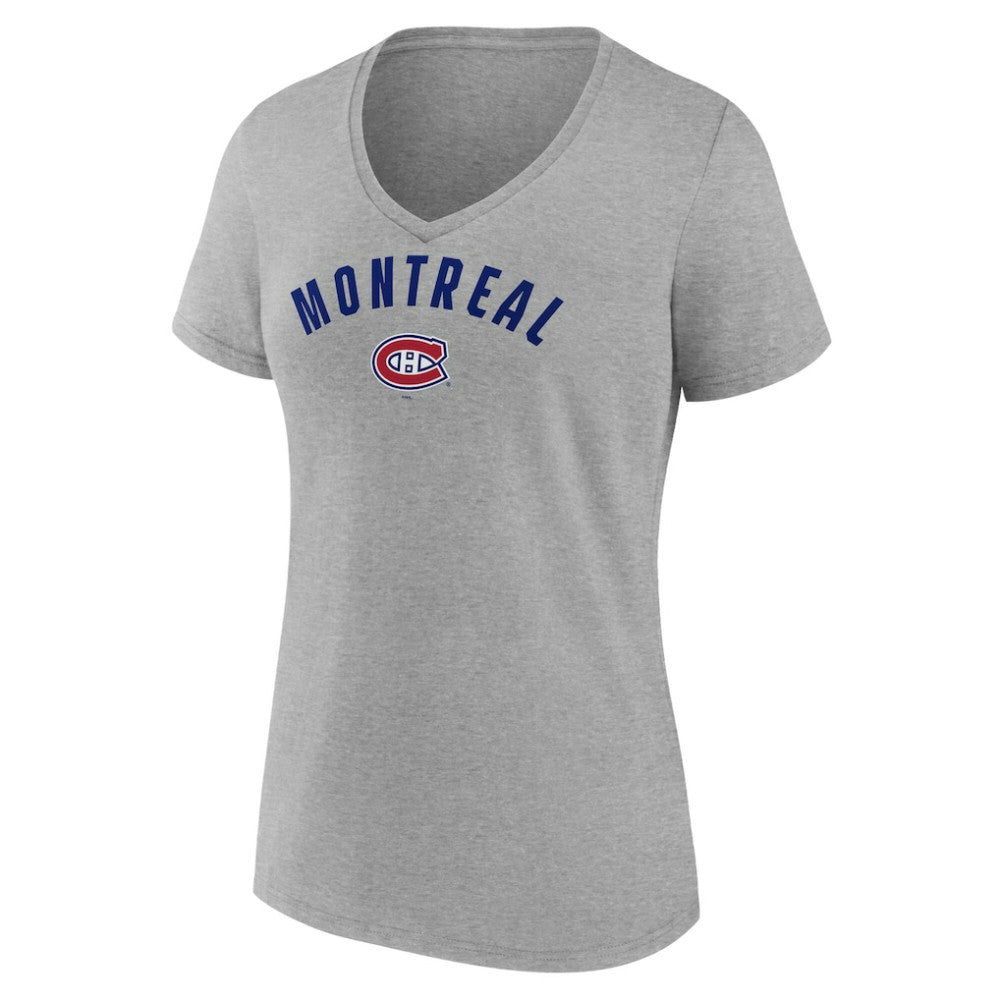 NHL Montreal Canadiens Fanatics Women's V-Neck T-Shirt - Gray
