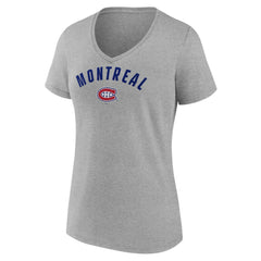 NHL Montreal Canadiens Fanatics Women's V-Neck T-Shirt - Gray