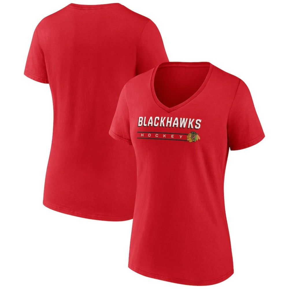 NHL Chicago Blackhawks Fanatics Women's V-Neck T-Shirt - Red