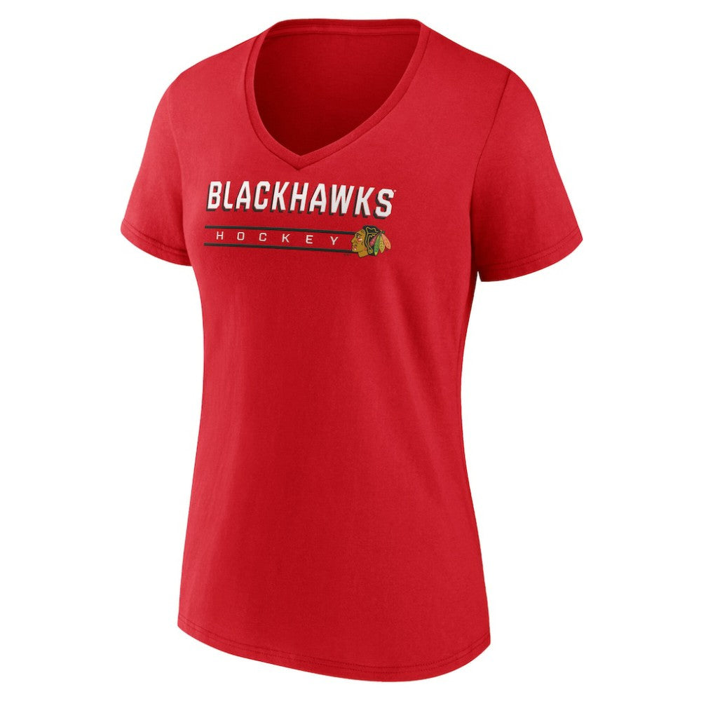 NHL Chicago Blackhawks Fanatics Women's V-Neck T-Shirt - Red