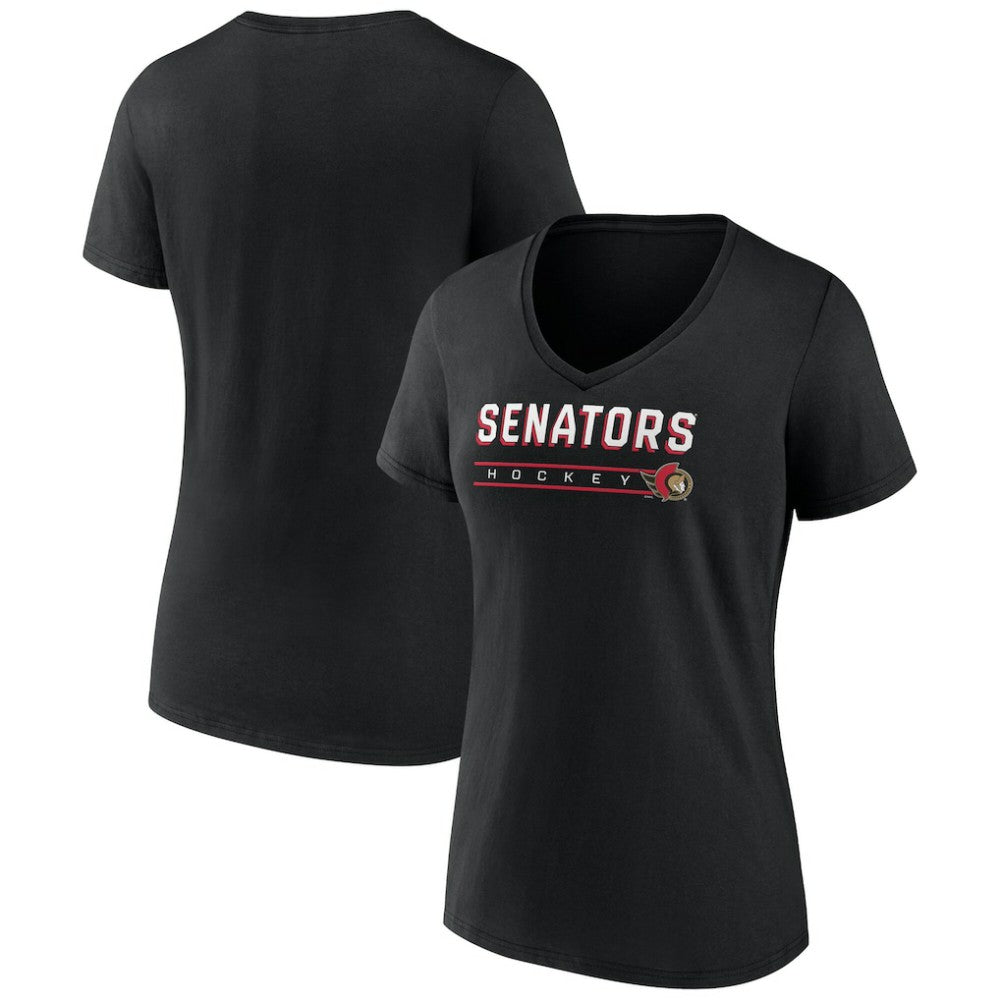 NHL Ottawa Senators Fanatics Women's V-Neck T-Shirt - Black