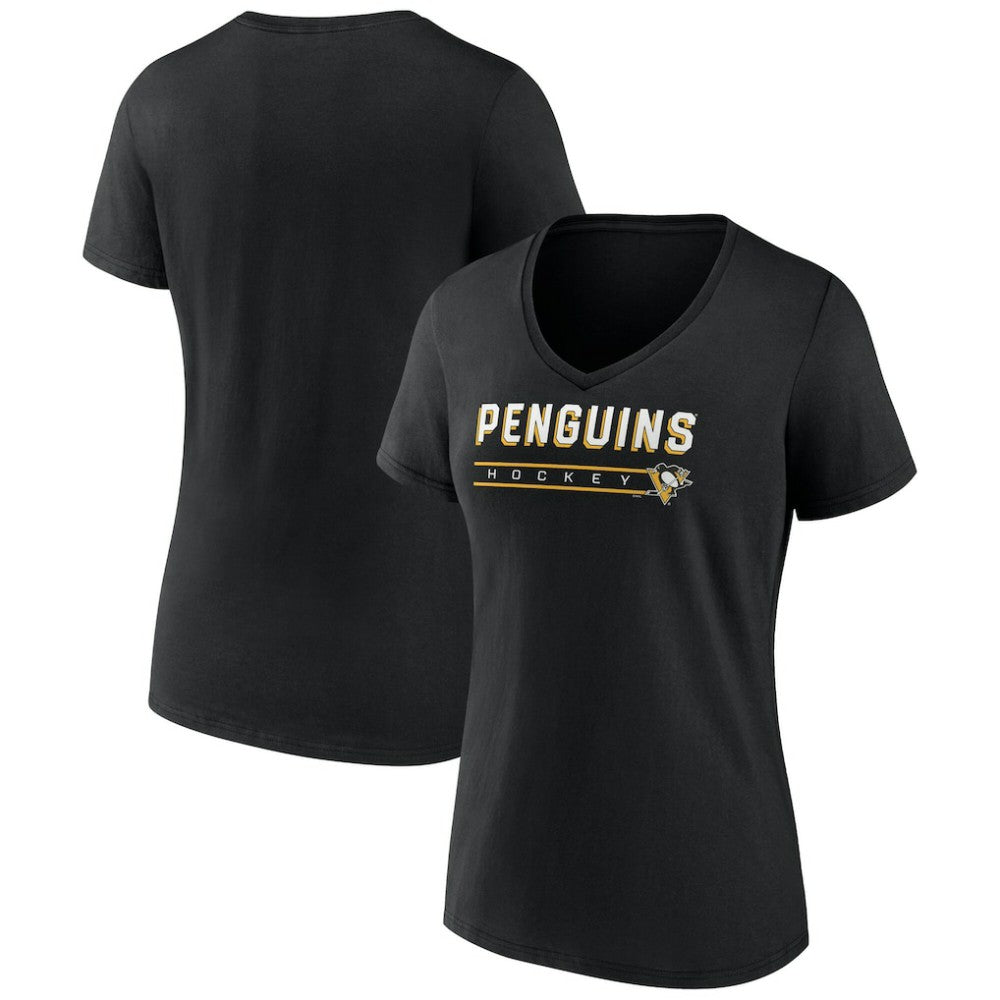 NHL Pittsburgh Penguins Fanatics Women's V-Neck T-Shirt - Black