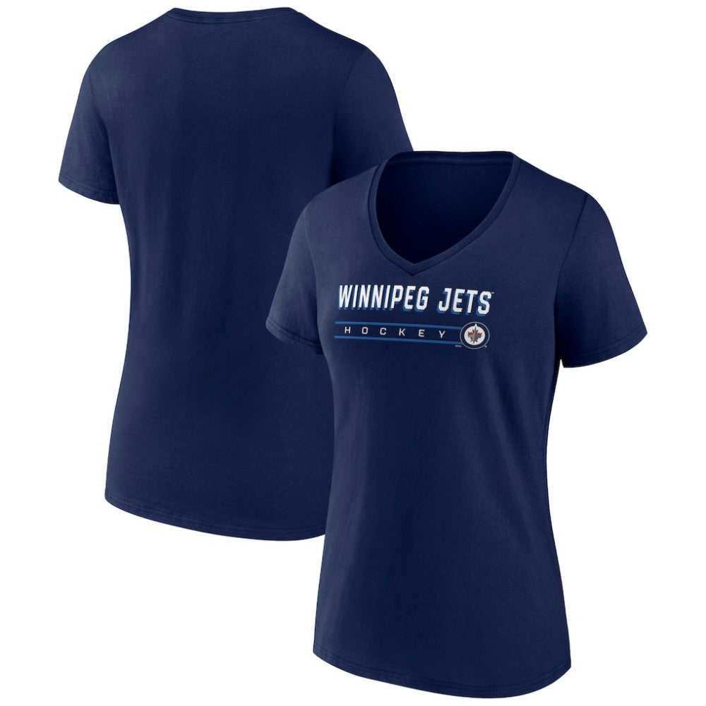 NHL Winnipeg Jets Fanatics Women's V-Neck T-Shirt - Navy