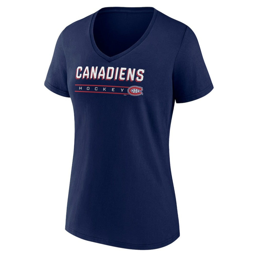NHL Montreal Canadiens Fanatics Women's V-Neck T-Shirt - Navy