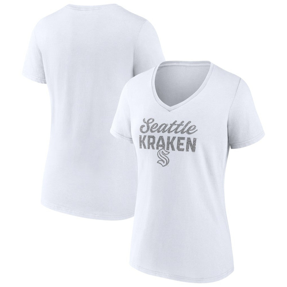 NHL Seattle Kraken Fanatics Women's White Out V-Neck T-Shirt