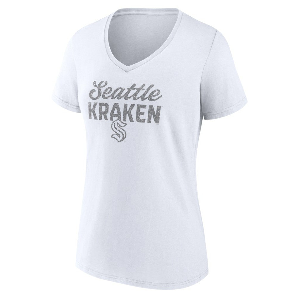 NHL Seattle Kraken Fanatics Women's White Out V-Neck T-Shirt