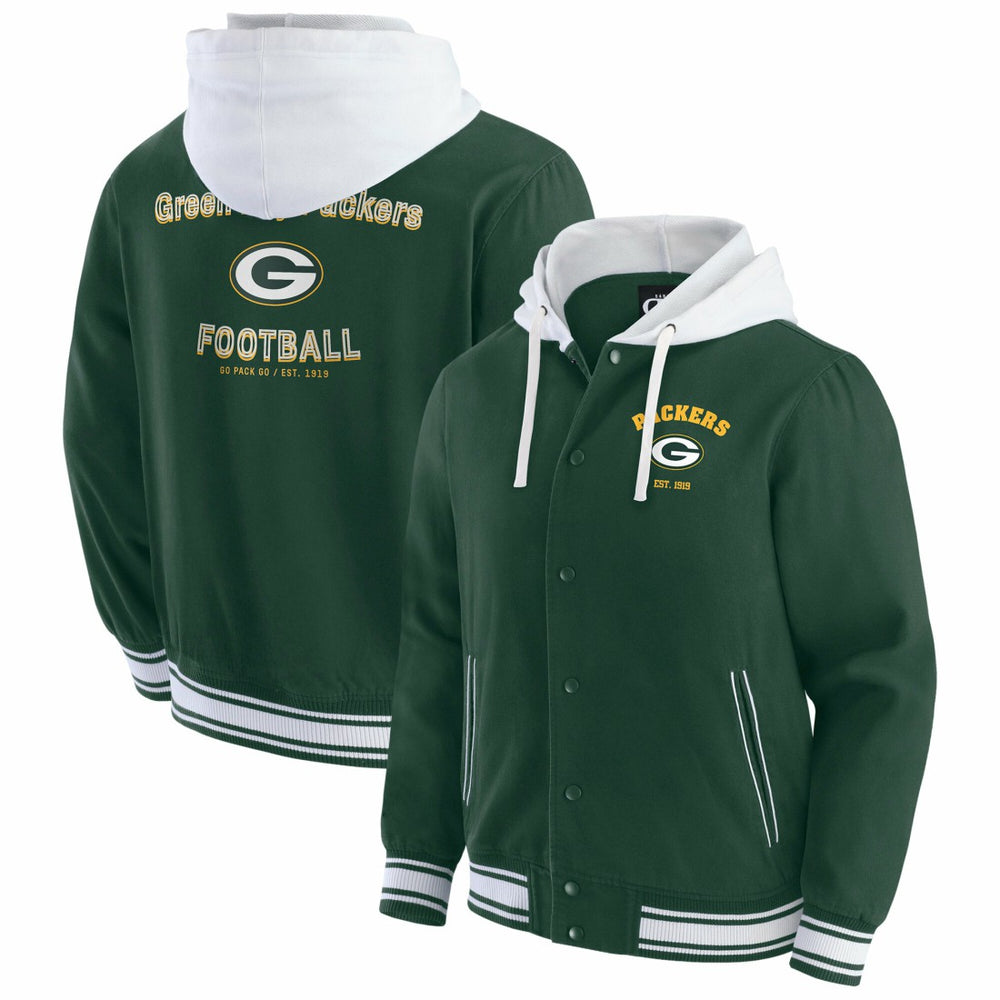 Green Bay Packers Darius Rucker Collection Full-Snap Hoodie Jacket Green
