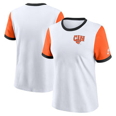 Cincinnati Bengals Women's Rewind Ringer Tri-Blend T-Shirt White