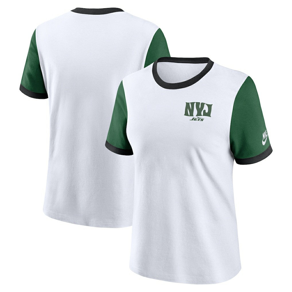 New York Jets Women's Rewind Ringer Tri-Blend T-Shirt White