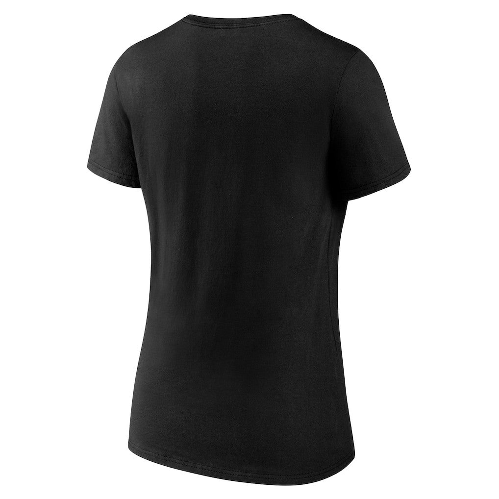 Pittsburgh Steelers Women's Training Camp Stripe V-Neck T-Shirt Black