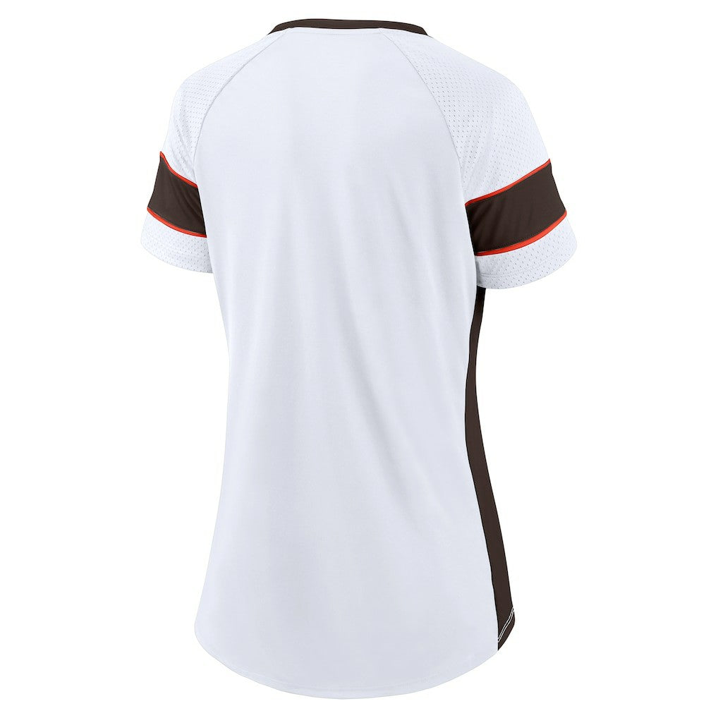 Cleveland Browns Women's Athena Lace-Up V-Neck T-Shirt White