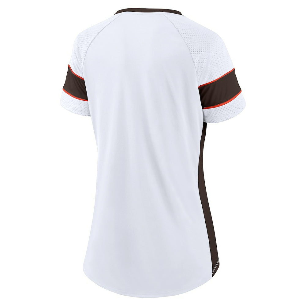 Cleveland Browns Women's Athena Lace-Up V-Neck T-Shirt White
