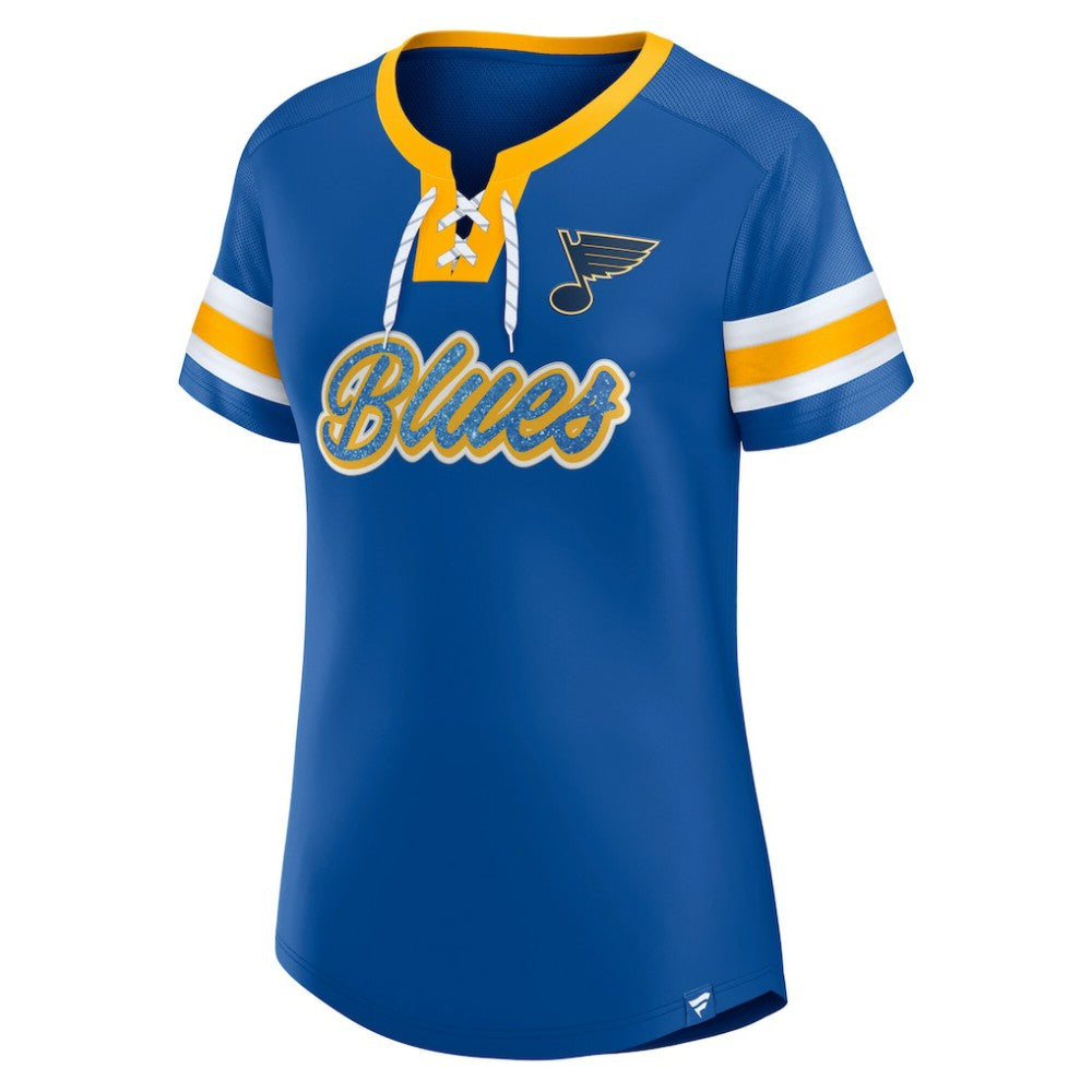 NHL St. Louis Blues Fanatics Women's Iconic Athena Lace-Up T-Shirt - Blue