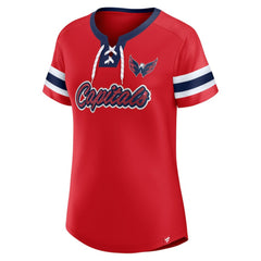 NHL Washington Capitals Fanatics Women's Iconic Athena Lace-Up T-Shirt - Red