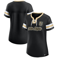NHL Vegas Golden Knights Fanatics Women's Iconic Athena Lace-Up T-Shirt - Black