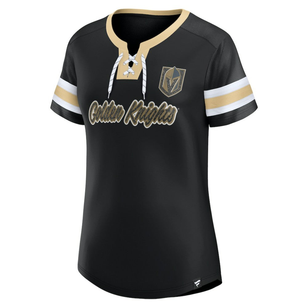 NHL Vegas Golden Knights Fanatics Women's Iconic Athena Lace-Up T-Shirt - Black