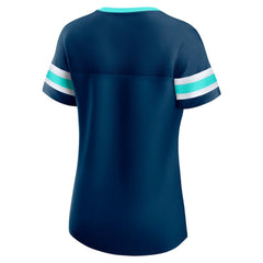 NHL Seattle Kraken Fanatics Women's Iconic Athena Lace-Up T-Shirt - Deep Sea Blue