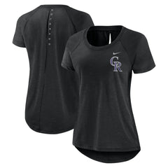 Colorado Rockies Nike Women's Summer Breeze Raglan Fashion T-Shirt - Heather Black T-shirts