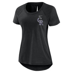 Colorado Rockies Nike Women's Summer Breeze Raglan Fashion T-Shirt - Heather Black T-shirts