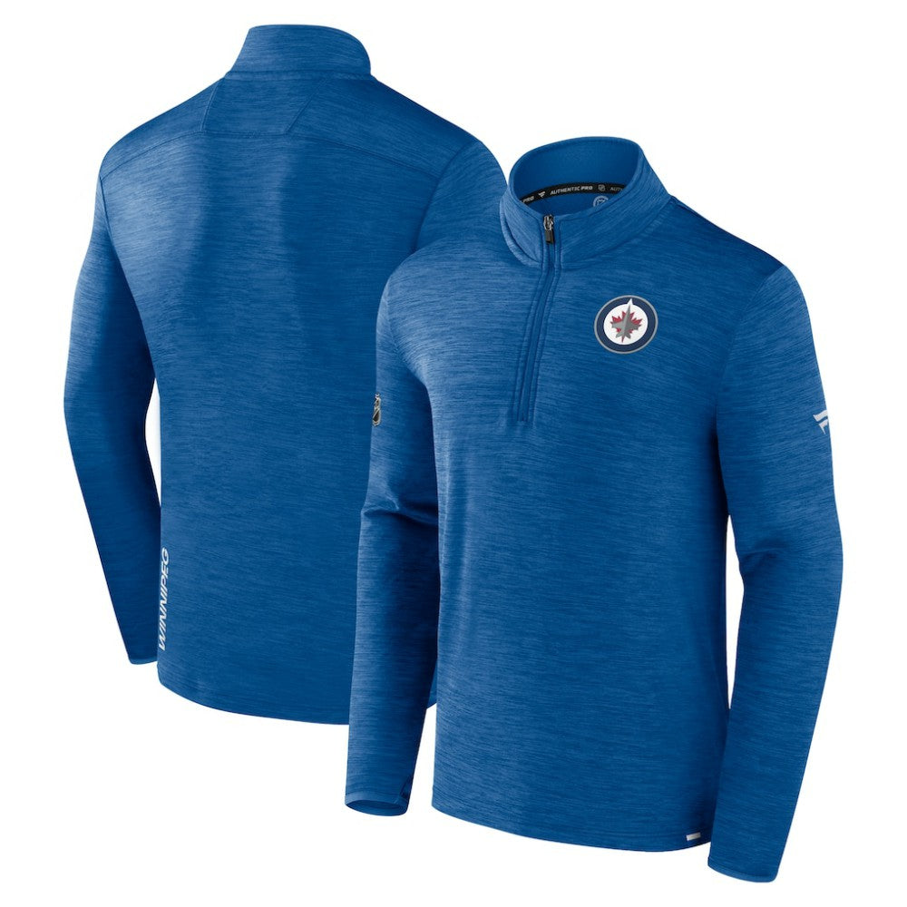NHL Winnipeg Jets Fanatics Authentic Pro Lightweight Quarter-Zip Pullover - Heather Blue