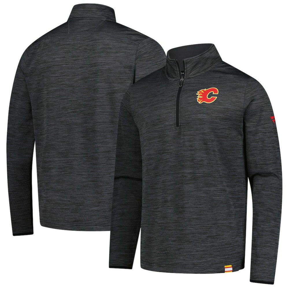 NHL Calgary Flames Fanatics Authentic Pro Lightweight Quarter-Zip Pullover - Heather Charcoal