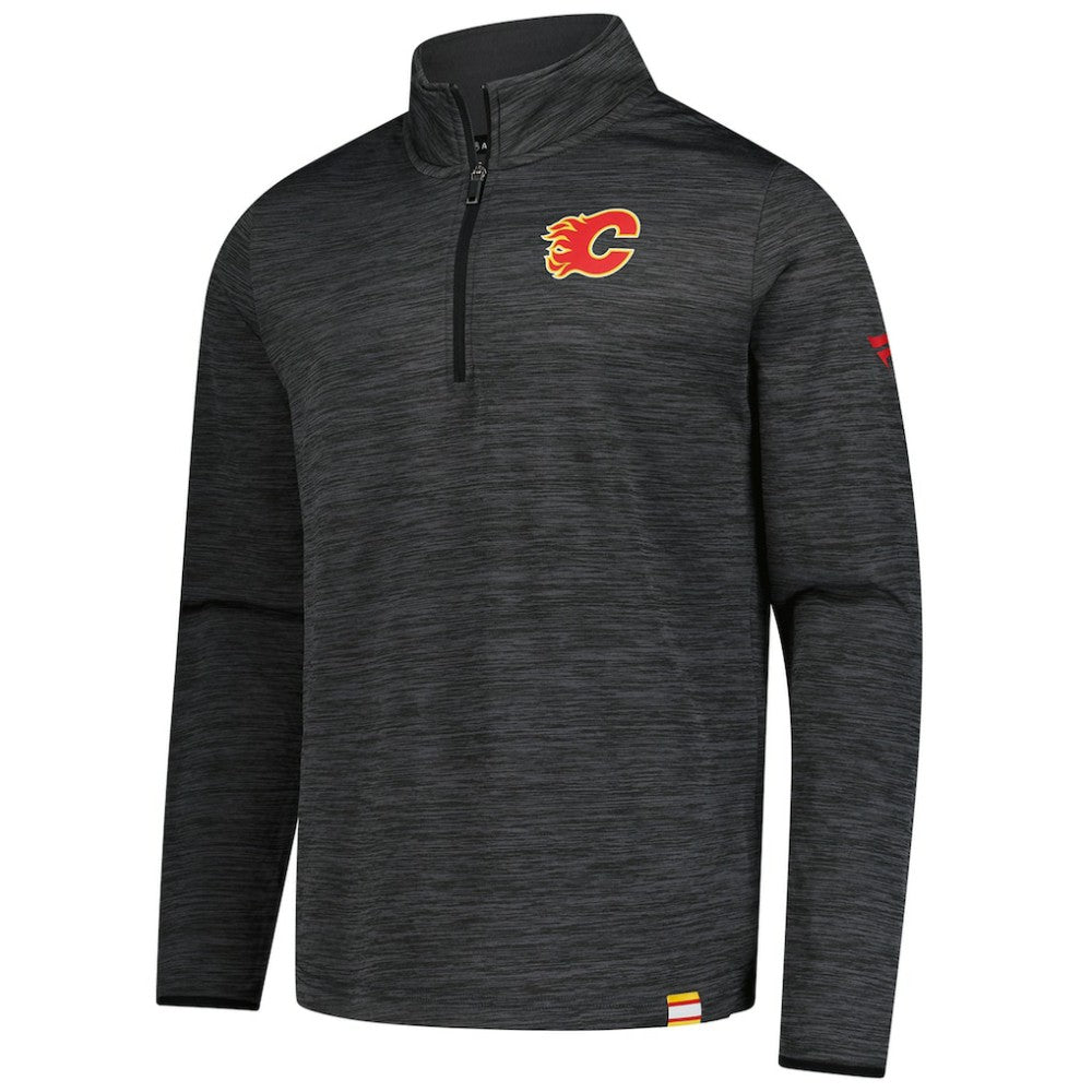 NHL Calgary Flames Fanatics Authentic Pro Lightweight Quarter-Zip Pullover - Heather Charcoal