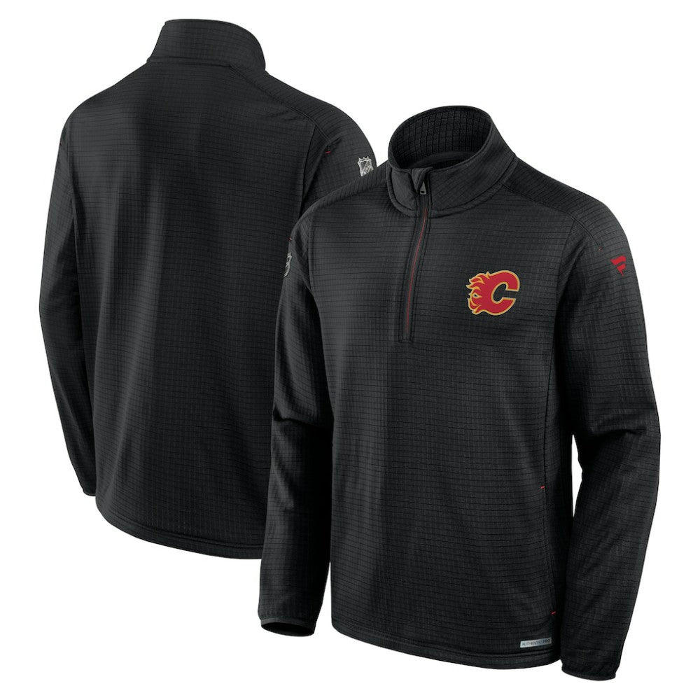 NHL Calgary Flames Fanatics Authentic Pro Rink Quarter-Zip Top - Black