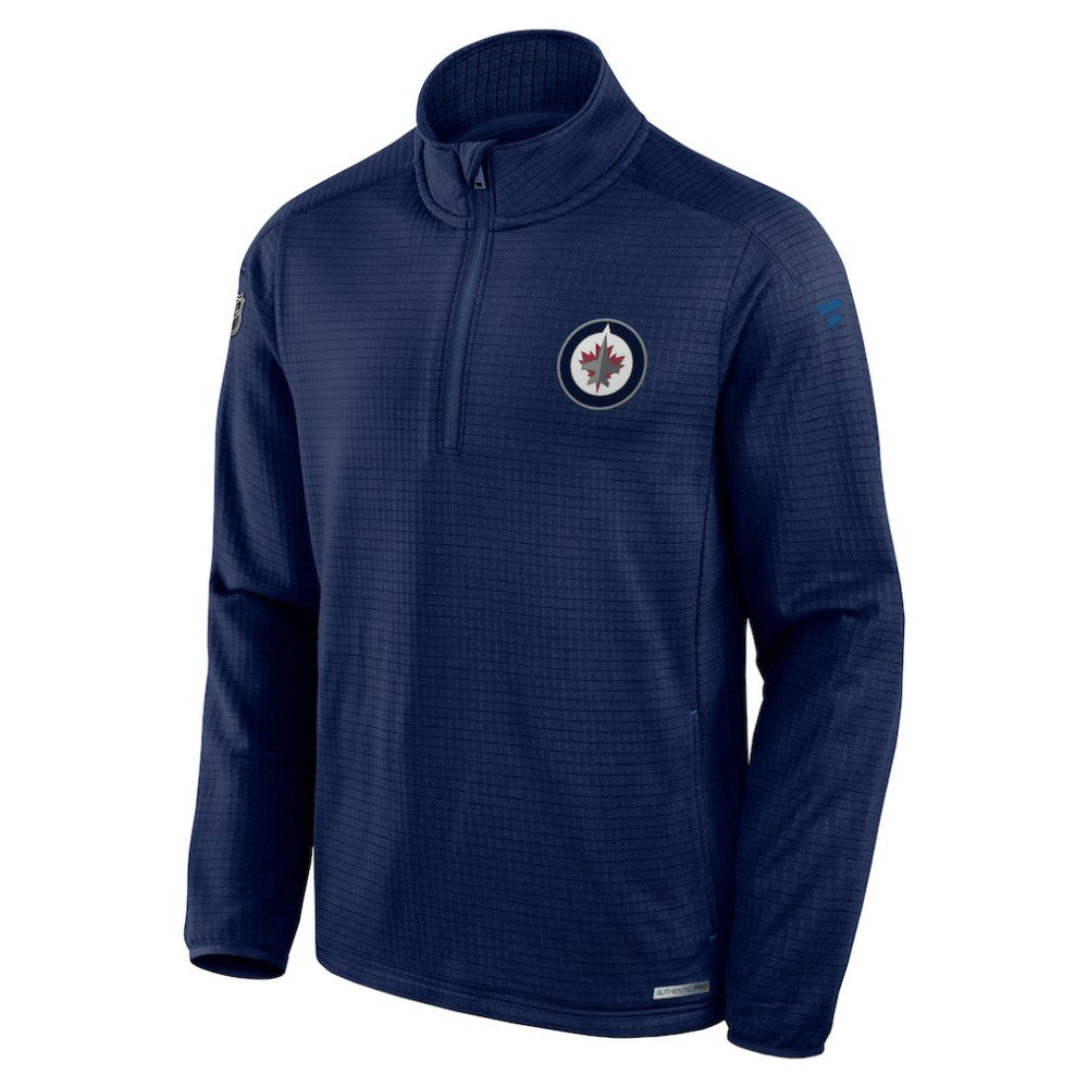 NHL Winnipeg Jets Fanatics Authentic Pro Rink Quarter-Zip Top - Navy