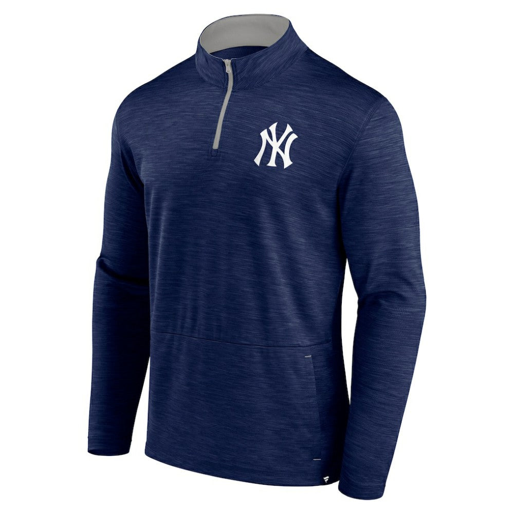 New York Yankees Fanatics Fundamentals Quarter-Zip Pullover - Heather Navy Pullover