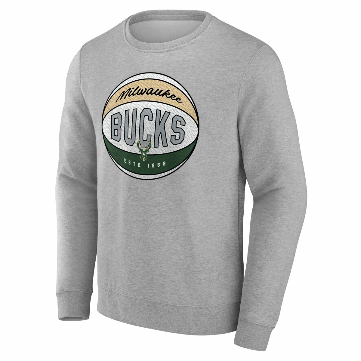 Milwaukee Bucks True Classics Hard Color Fleece Pullover Sweatshirt Gray