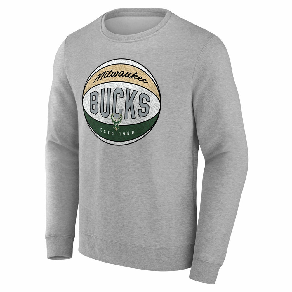 Milwaukee Bucks True Classics Hard Color Fleece Pullover Sweatshirt Gray