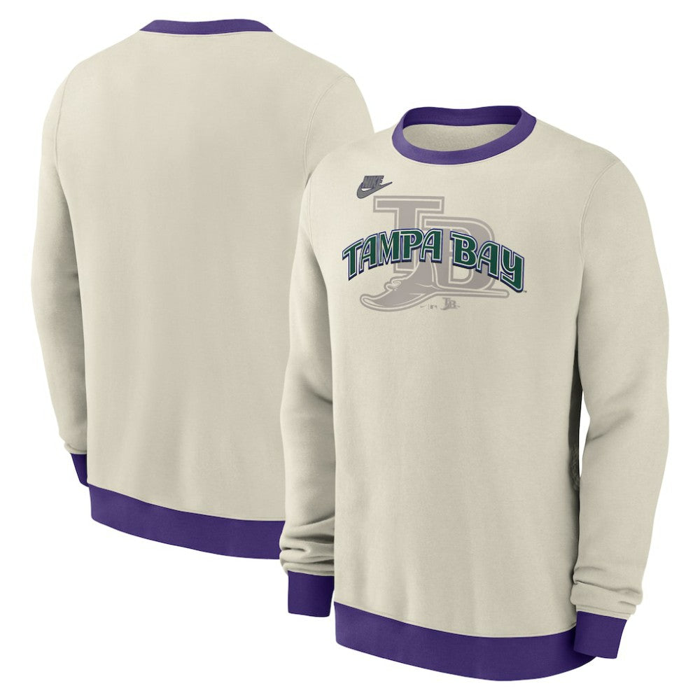 Tampa Bay Rays Nike Cooperstown Collection Fleece Pullover Sweatshirt - Cream Pullover