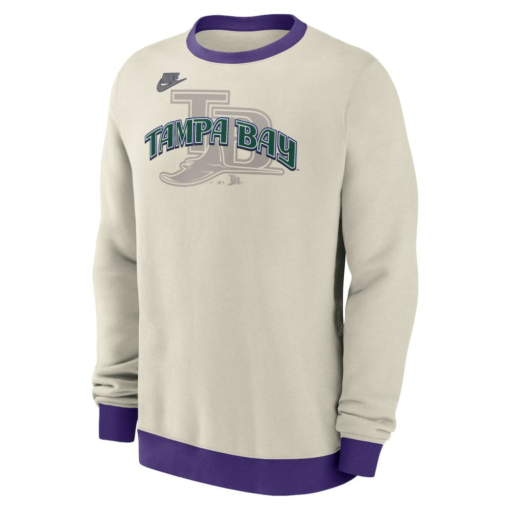 Tampa Bay Rays Nike Cooperstown Collection Fleece Pullover Sweatshirt - Cream Pullover