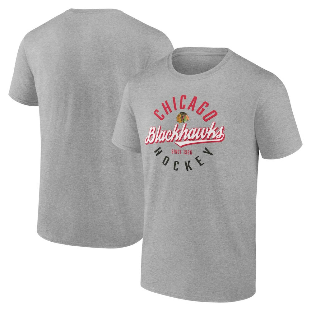 NHL Chicago Blackhawks Fanatics Emblem T-Shirt - Gray