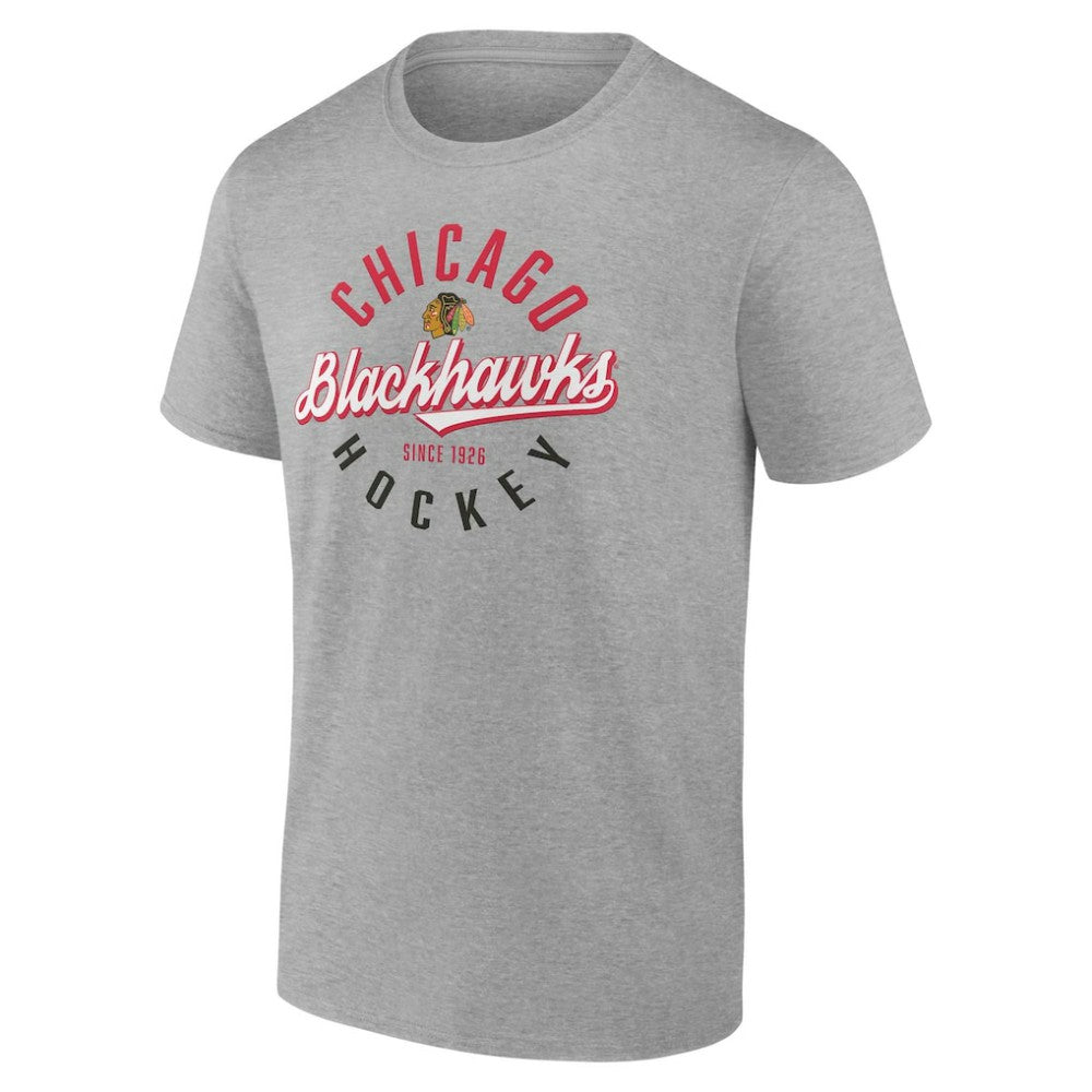 NHL Chicago Blackhawks Fanatics Emblem T-Shirt - Gray