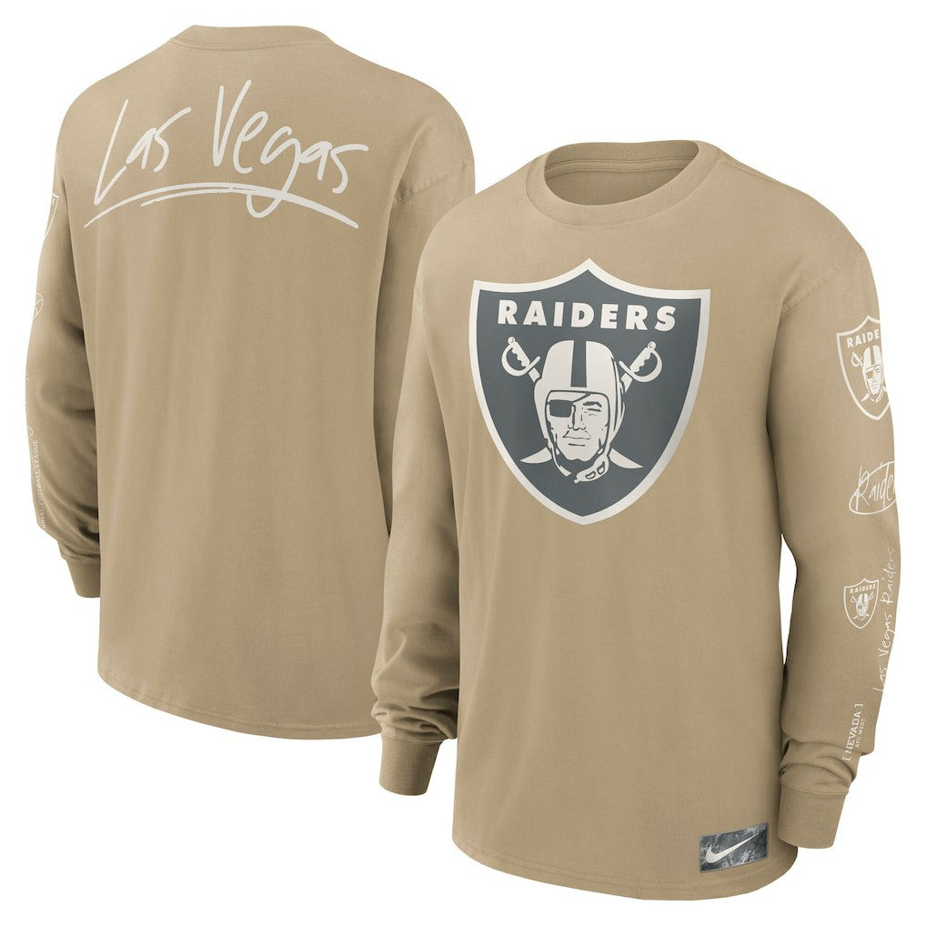 Las Vegas Raiders Essential Statement Max90 Long Sleeve T-Shirt Tan