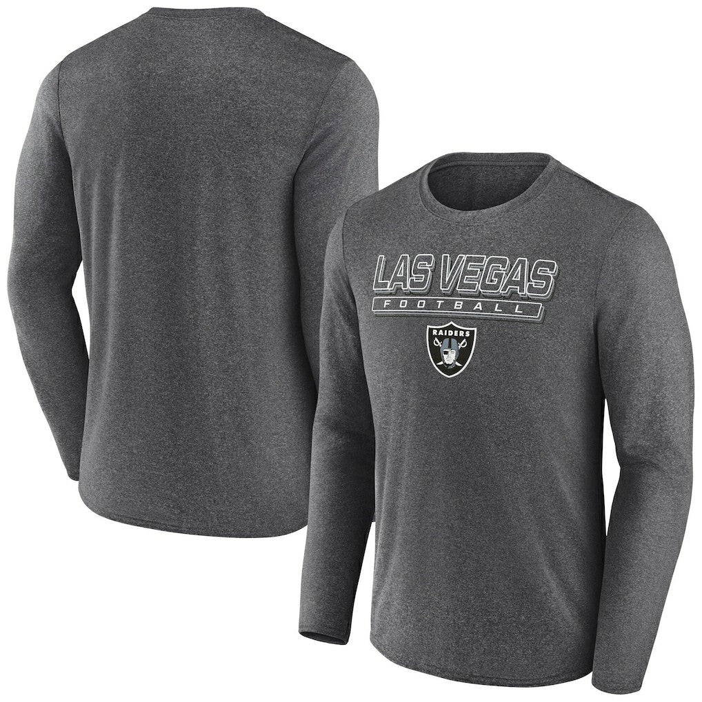 Las Vegas Raiders Fundamentals Long Sleeve T-Shirt Heather Charcoal
