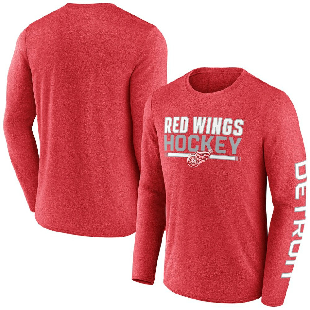NHL Detroit Red Wings Fanatics Sweep Iconic Synthetic Long Sleeve T-Shirt - Heather Red