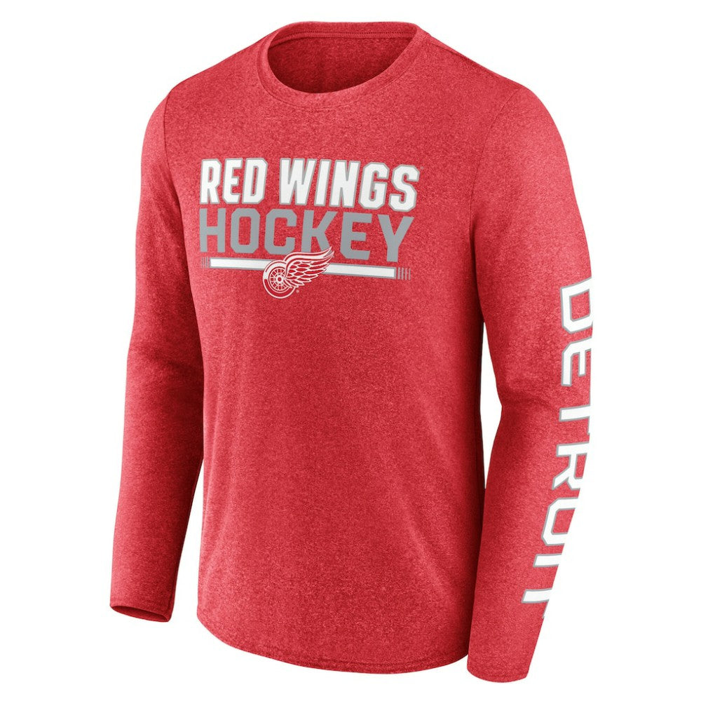 NHL Detroit Red Wings Fanatics Sweep Iconic Synthetic Long Sleeve T-Shirt - Heather Red