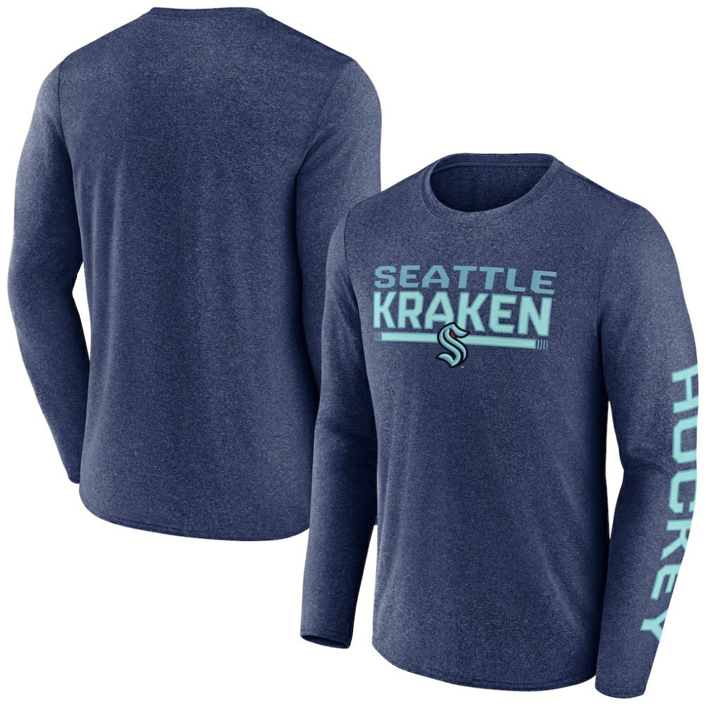 NHL Seattle Kraken Fanatics Sweep Iconic Synthetic Long Sleeve T-Shirt - Heather Deep Sea Blue