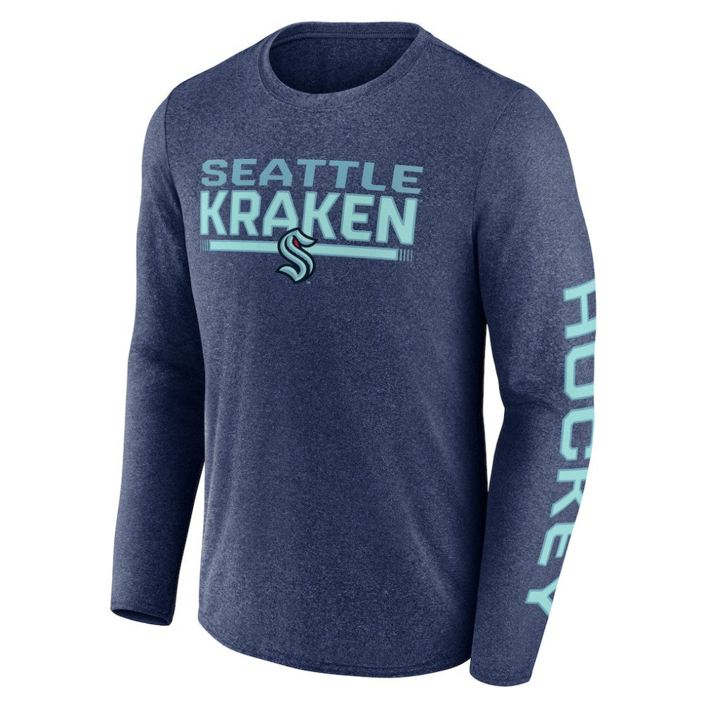 NHL Seattle Kraken Fanatics Sweep Iconic Synthetic Long Sleeve T-Shirt - Heather Deep Sea Blue
