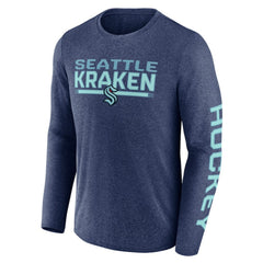 NHL Seattle Kraken Fanatics Sweep Iconic Synthetic Long Sleeve T-Shirt - Heather Deep Sea Blue