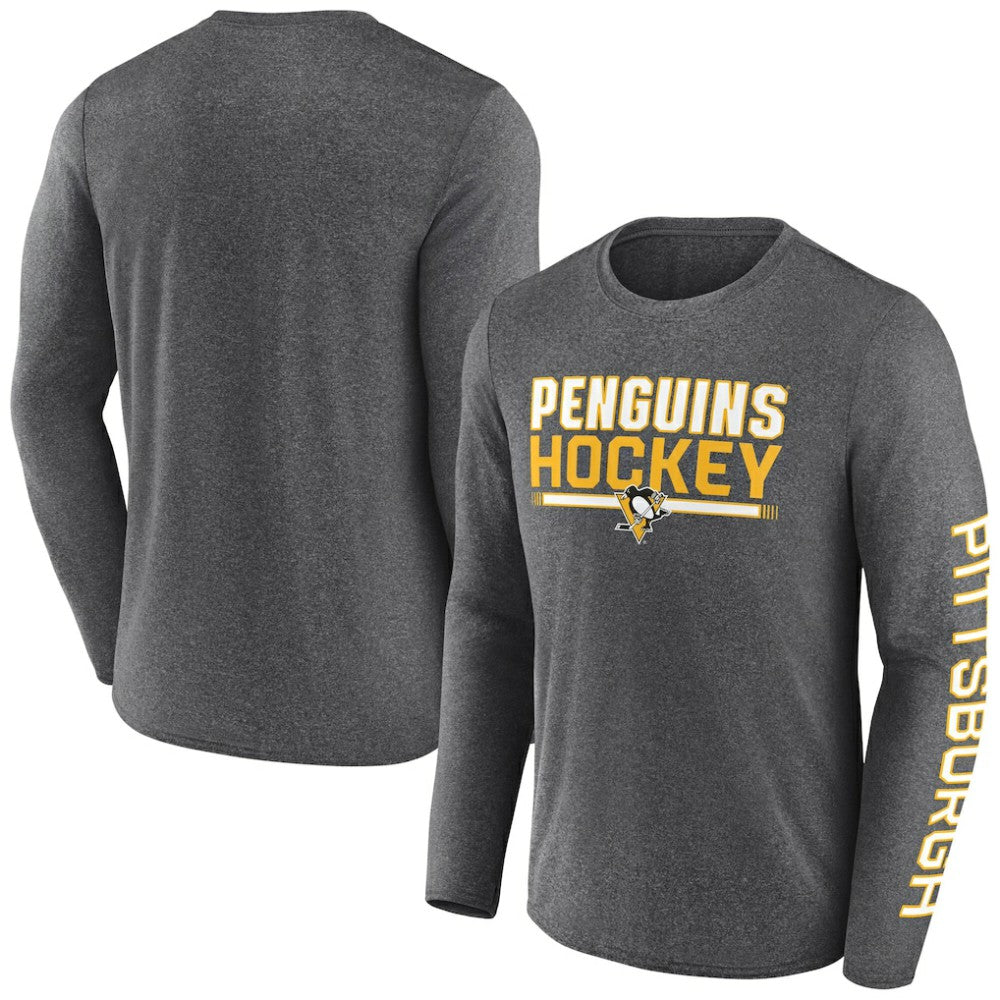 NHL Pittsburgh Penguins Fanatics Sweep Iconic Synthetic Long Sleeve T-Shirt - Heather Charcoal