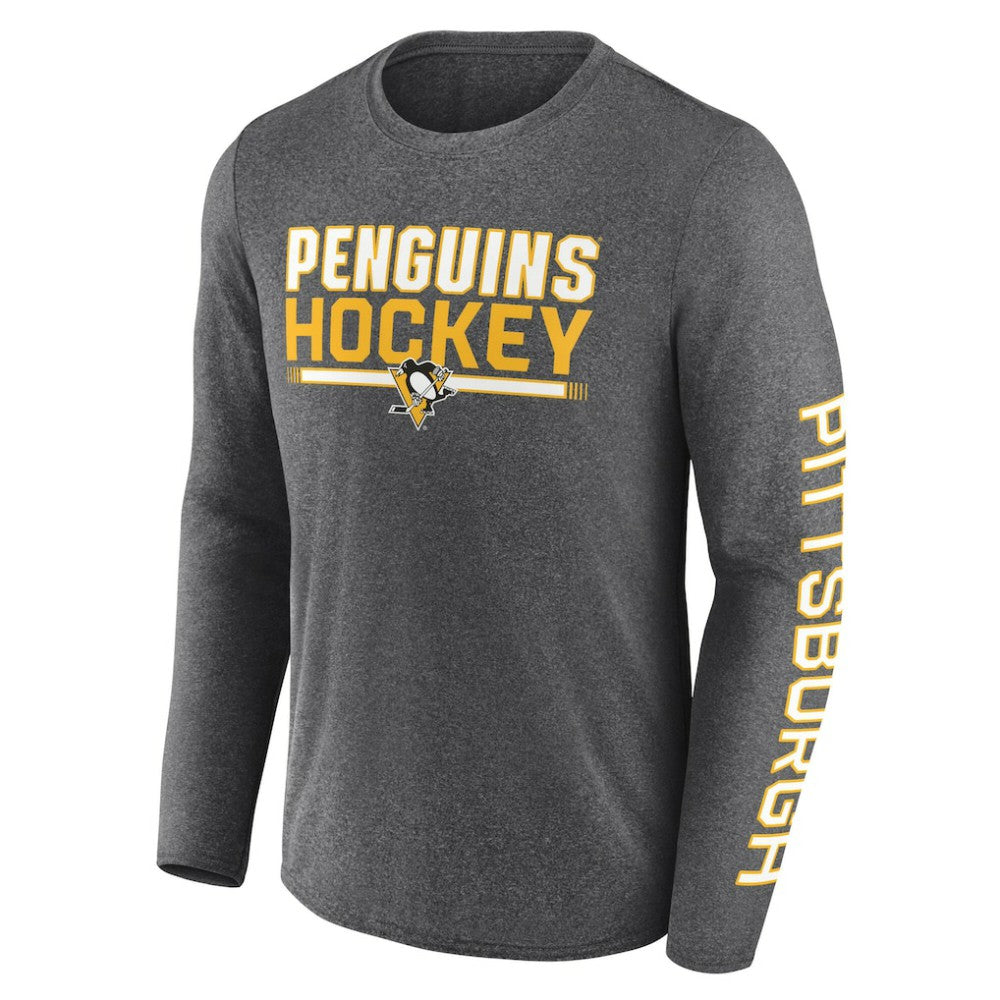 NHL Pittsburgh Penguins Fanatics Sweep Iconic Synthetic Long Sleeve T-Shirt - Heather Charcoal