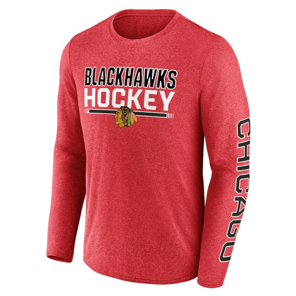 NHL Chicago Blackhawks Fanatics Sweep Iconic Synthetic Long Sleeve T-Shirt - Heather Red