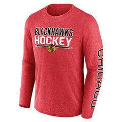 NHL Chicago Blackhawks Fanatics Sweep Iconic Synthetic Long Sleeve T-Shirt - Heather Red