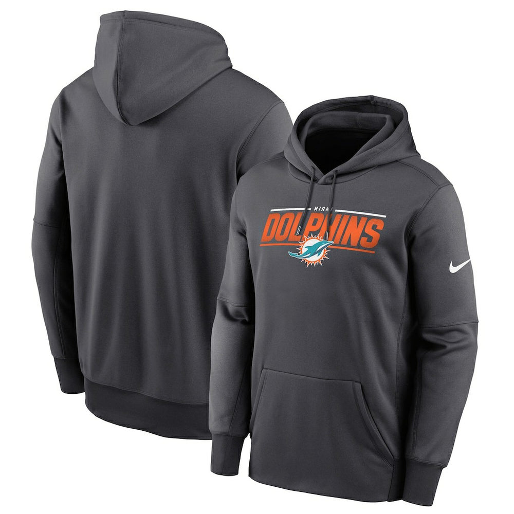 Miami Dolphins Team Muscle Performance Fleece Pullover Hoodie Anthracite