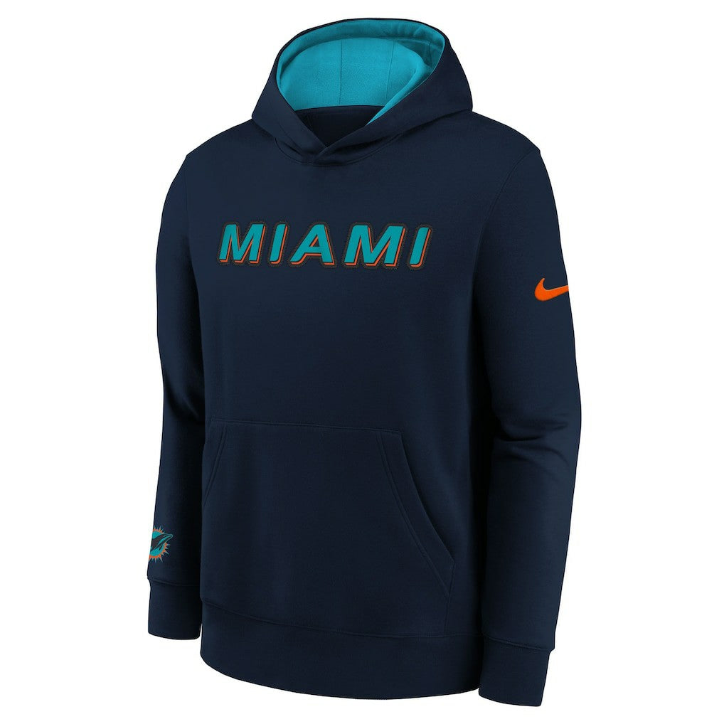 Miami Dolphins Youth 2025 Rivalries Collection Club Hoodie Pitch Blue