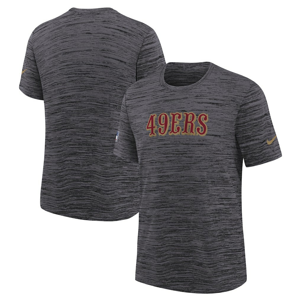 San Francisco 49ers Youth 2025 Rivalries Collection Sideline Velocity Dri-FIT T-Shirt Heather Black